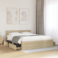 Petromila Rám postele s čelem dub sonoma 160 x 200 cm kompozitní dřevo