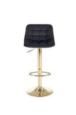 Halmar Barová židle H120 nohy - zlatá, sedák - černá (1p=1szt)