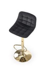 Halmar Barová židle H120 nohy - zlatá, sedák - černá (1p=1szt)