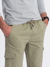 OMBRE Pánské kalhoty joggers Lycocia khaki S