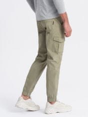 OMBRE Pánské kalhoty joggers Lycocia khaki S