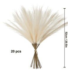 Camerazar Umělá Pampová Tráva 20ks, Rákosí, Béžové Dekorativní Peří
