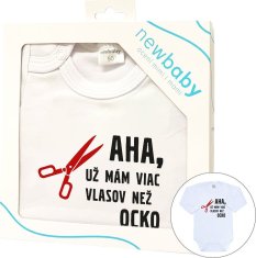 NEW BABY Body s potiskem New Baby Viac vlasov než ocko - darčekové balenie 50