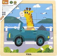 Viga Dřevěné puzzle pro nejmenší Viga 9 ks Auto