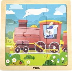 Viga Dřevěné puzzle pro nejmenší Viga 9 ks Vlak