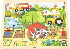 Viga Dětské dřevěné puzzle Viga Farma 48 dílků
