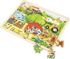 Viga Dětské dřevěné puzzle Viga Farma 48 dílků