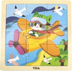 Viga Dřevěné puzzle pro nejmenší Viga 9 ks Letadlo