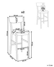 Beliani Barová stolička Sada 2 ks Světlé dřevo AMBLER