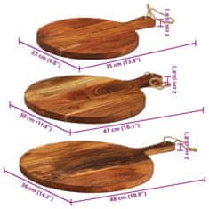 Vidaxl Prkénka na krájení 3 ks masivní akáciové dřevo