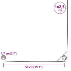 Vidaxl Plachta modrá 1 x 2,5 m 650 g/m²