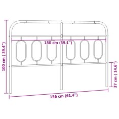 Vidaxl Kovové čelo postele bílé 150 cm