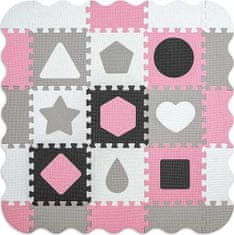 MILLY MALLY Pěnové puzzle podložka ohrádka Milly Mally Jolly 3x3 Shapes Pink Grey