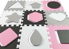 MILLY MALLY Pěnové puzzle podložka ohrádka Milly Mally Jolly 3x3 Shapes Pink Grey