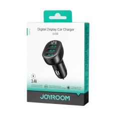 Joyroom Autonabíječka s digitálním displejem a 3 USB porty Joyroom JR-CCD03 Černá