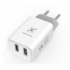 IZMAEL síťová nabíječka + kabel - 2.1A Lightning - 2x USB - Bílá KP32814