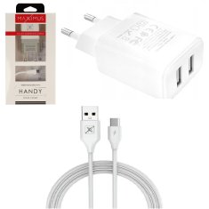 IZMAEL síťová nabíječka + kábel - 2.1A USB-C - 2x USB - Bílá KP32813