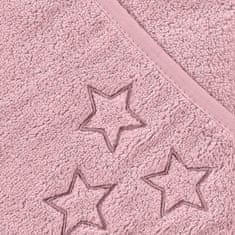 XKKO Organic BIO Bavlněná froté osuška s kapucí, 90x90 - Baby Pink Stars