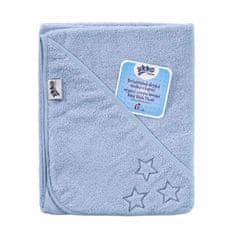 XKKO Organic BIO Bavlněná froté osuška s kapucí 90x90 - Baby Blue Stars