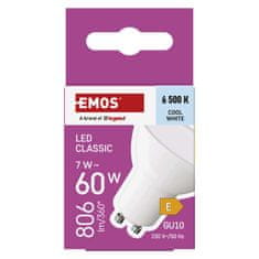 Emos LED žárovka Classic MR16 / GU10 / 7 W (60 W) / 806 lm / studená bílá