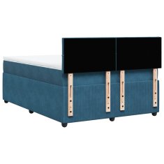 Vidaxl Box spring postel s matrací modrá 140 x 190 cm samet