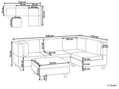 Beliani 4místná modulární rohová pohovka s taburetem levostranná černá UNSTAD