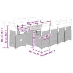 Vidaxl 11dílný zahradní bistro set s poduškami černý polyratan