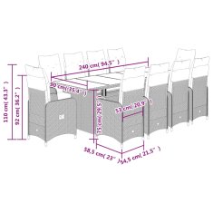 Vidaxl 11dílný zahradní bistro set s poduškami hnědý polyratan