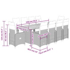 Vidaxl 11dílný zahradní bistro set s poduškami černý polyratan