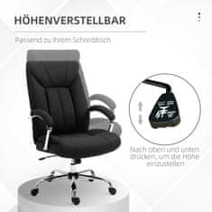 VINSETTO Office Chair Ergonomické Otočné Křeslo S Funkcí Rocker, Polstrovaná Loketní Opěrka, Opěrka Hlavy, Černá, 65X78X110-120Cm 