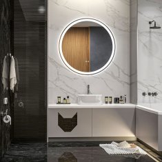 KLEANKIN Koupelnové Zrcadlo Led Koupelnové Zrcadlo S Dotykovým Spínačem A Funkcí Paměti, Ø 80 Cm, Proti Zamlžování 