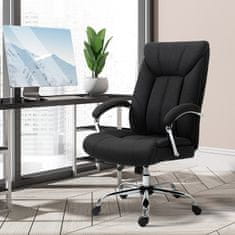 VINSETTO Office Chair Ergonomické Otočné Křeslo S Funkcí Rocker, Polstrovaná Loketní Opěrka, Opěrka Hlavy, Černá, 65X78X110-120Cm 