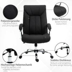 VINSETTO Office Chair Ergonomické Otočné Křeslo S Funkcí Rocker, Polstrovaná Loketní Opěrka, Opěrka Hlavy, Černá, 65X78X110-120Cm 