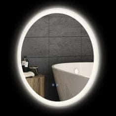 KLEANKIN Koupelnové Zrcadlo Osvětlené Nástěnné Zrcadlo Se 3 Barvami Světla, Ø70 Cm, Ip44, Dotykový Spínač, Proti Zamlžování 