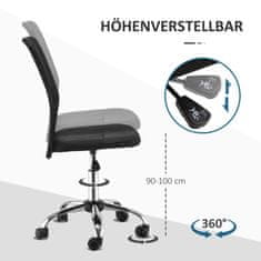 VINSETTO Kancelářské Křeslo Ergonomické, Výškově Nastavitelná Psací Židle, 360° S Prodyšným Opěrákem, Nosnost Do 100 Kg, Černá 