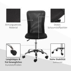 VINSETTO Kancelářské Křeslo Ergonomické, Výškově Nastavitelná Psací Židle, 360° S Prodyšným Opěrákem, Nosnost Do 100 Kg, Černá 