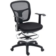 VINSETTO Kancelářské Křeslo, Ergonomické Kreslicí Křeslo, 95–115 Cm Počítačová Židle S Područkou, Psací Židle S Podnožkou, Síťovina, Černá 