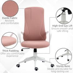 VINSETTO Kancelářská Židle Funkce Kolébky, Výškově Nastavitelná Židle K Psacímu Stolu, Ergonomická Počítačová Židle, Stretch Fabric, Růžová 