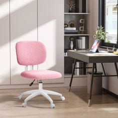 VINSETTO Kancelářská Židle Ergonomická Psací Židle Výškově Nastavitelná Počítačová Židle Bez Područky Otočná Židle Velvet Pink 