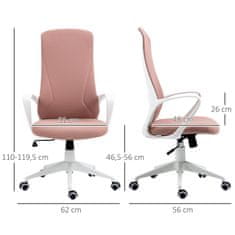 VINSETTO Kancelářská Židle Funkce Kolébky, Výškově Nastavitelná Židle K Psacímu Stolu, Ergonomická Počítačová Židle, Stretch Fabric, Růžová 