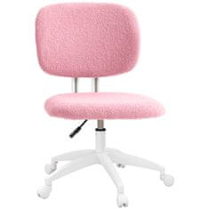 VINSETTO Kancelářská Židle Ergonomická Psací Židle Výškově Nastavitelná Počítačová Židle Bez Područky Otočná Židle Velvet Pink 