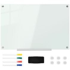 VINSETTO Magnetická Tabule Whiteboard Se 4 Pery, 6 Magnetů, 1 Houba, Police, Stojanová Skleněná Tabule, Montáž Na Stěnu, 90X60Cm 