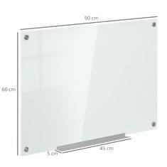 VINSETTO Magnetická Tabule Whiteboard Se 4 Pery, 6 Magnetů, 1 Houba, Police, Stojanová Skleněná Tabule, Montáž Na Stěnu, 90X60Cm 