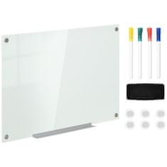 VINSETTO Magnetická Tabule Whiteboard Se 4 Pery, 6 Magnetů, 1 Houba, Police, Stojanová Skleněná Tabule, Montáž Na Stěnu, 90X60Cm 