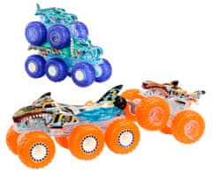 Hot Wheels Monster Trucks Power Smashers tahač a truck, 4 vozidla v balení HYJ29