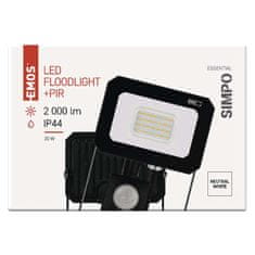 Emos LED reflektor SIMPO s pohybovým čidlem, 20 W, černý, neutrální bílá