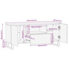 Vidaxl TV skříňka 100 x 34 x 46 cm masivní mangovníkové dřevo