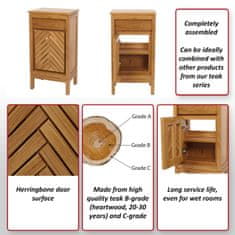 MCW Umyvadlová skříňka z teakového dřeva M74, skříňka pod umyvadlo, kvalitní teakové dřevo třídy B (jádrové dřevo, 20-30 let), 76x41x31cm