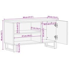 Vidaxl TV skříňka 80 x 34 x 46 cm masivní hrubé mangovníkové dřevo