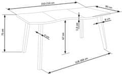 Halmar Dřevěný jídelní stůl DICKSON 2rozkládací 150-210/90 cm, deska - přírodní, nohy - černá (2p=1szt) (2 Karton)